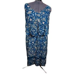 BOUTIQUE FLORAL STRAPPY   BLUE TEAL PLUS SIZE 3X HI-LOW LACE SLEEVELESS DRESS